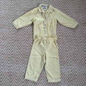 Petite Plume Size 3T Yellow and White Gingham Pajamas